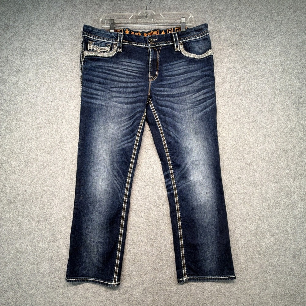 ROCK REVIVAL Ciel Easy Capri Low Rise Stone Wash Blue Denim Jeans Women's 34
